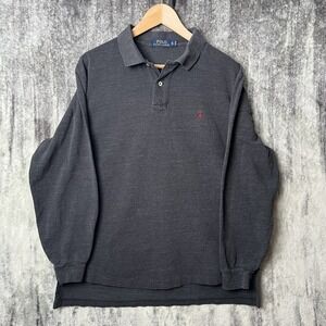 Polo Ralph Lauren Shirt Men's XL Heather Gray Red Pony Long Sleeve